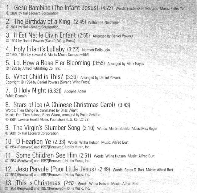Track List Page 1